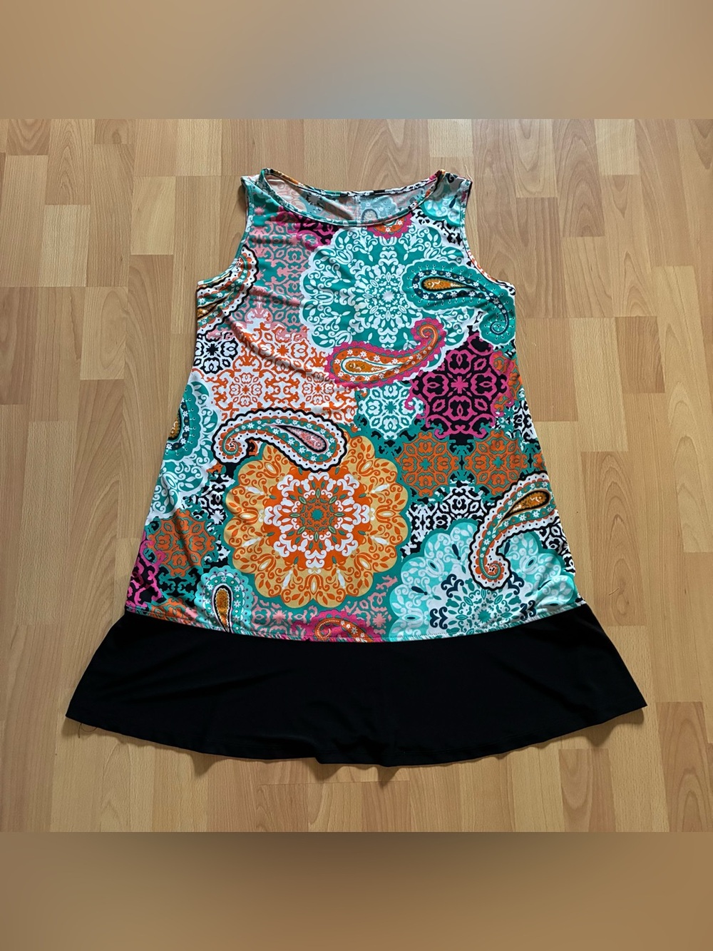 RONNI NICOLE Sz S Womens Shift Dress Multicolor Paisley Sleeveless Stretch
